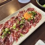 台南　阿銘牛肉湯　牛刺　炙り牛肉　牛肉湯